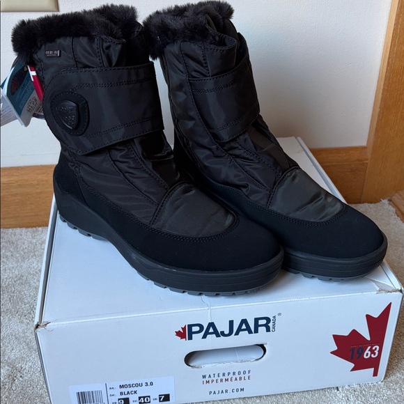 Pajar Women’s Moscou Black Ice Grip Waterproof Boots Faux Fur Lined 9 NIB NWT - Picture 2 of 7